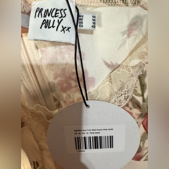 Princess Polly Women’s Pink Floral mini lace Agnola dress mini. New. Size 10. - Picture 6 of 10